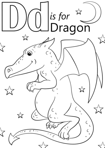 Letter D Is For Dragon Coloring Page